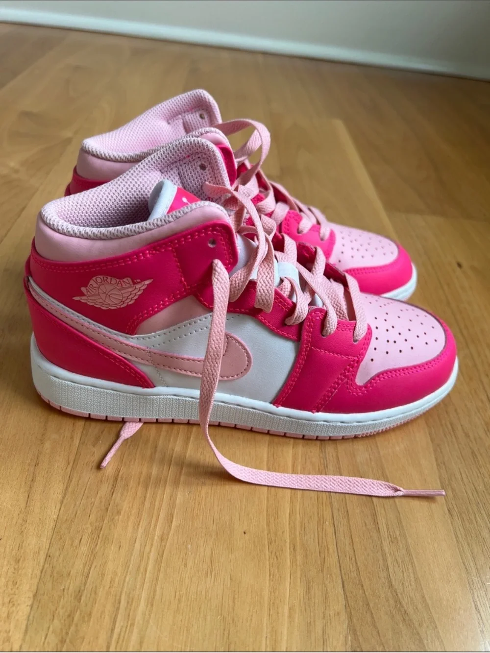 Nike Kids Pink High-Top Sneakers in Dual Pink and White